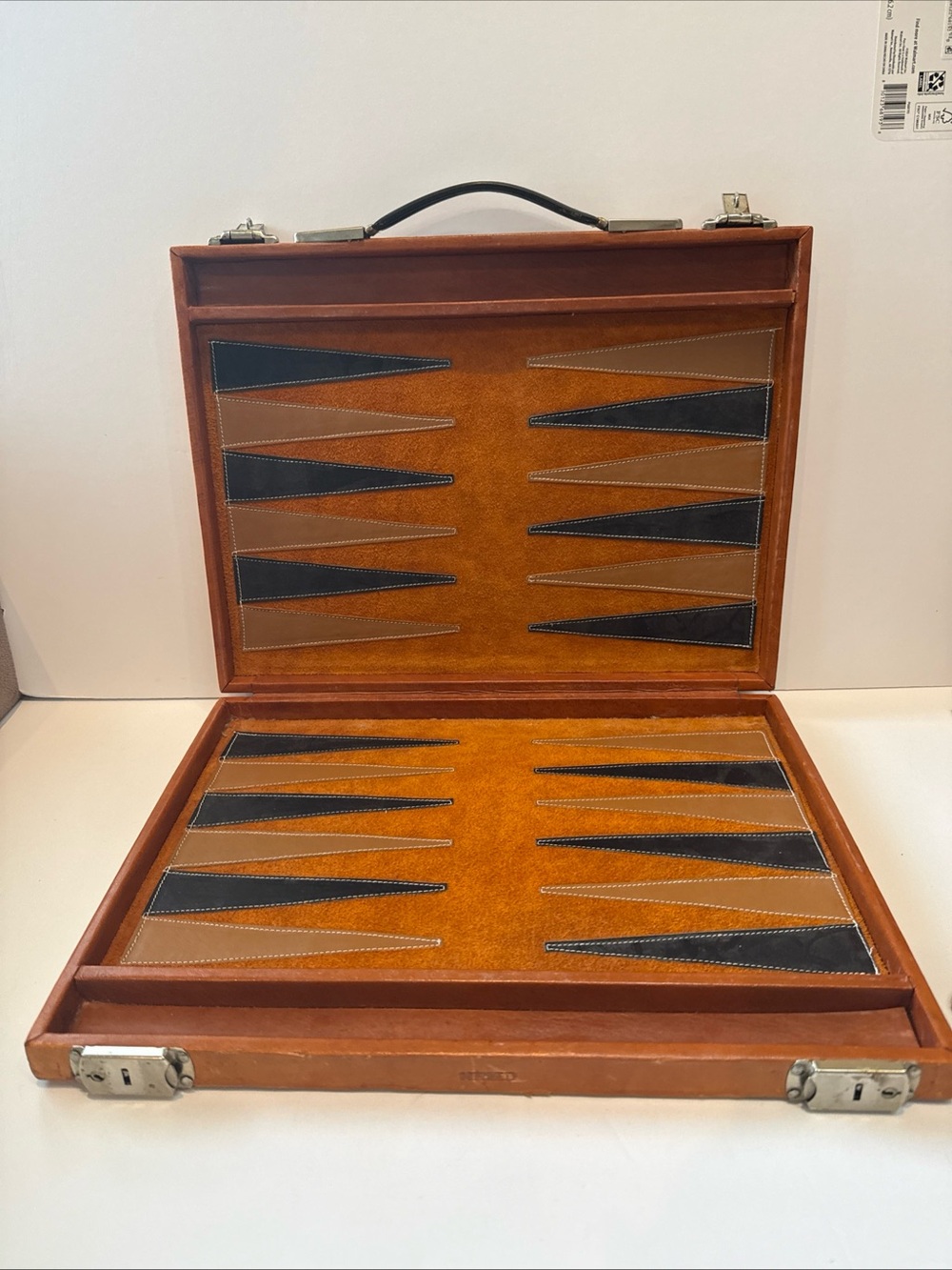 Leather Backgammon Set Case in Brown and Black Mexico theme